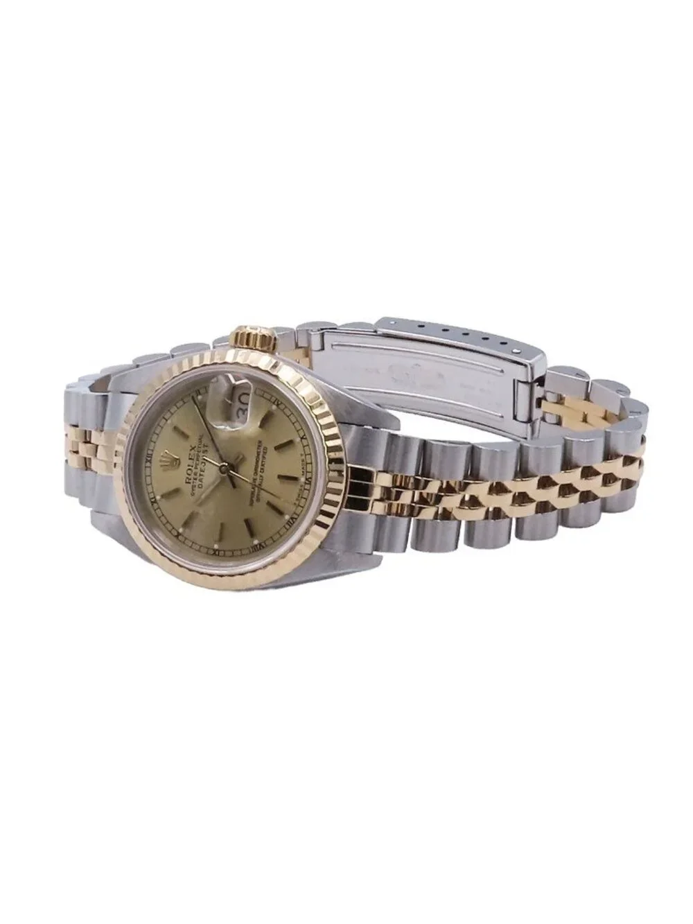 Rolex Datejust Champagne Stainless Steel 18K Yellow Gold Jubilee Bracelet Watch